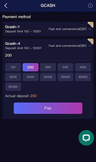 ✒️Step 2: Select the GCash payment channel and enter the deposit amount. 