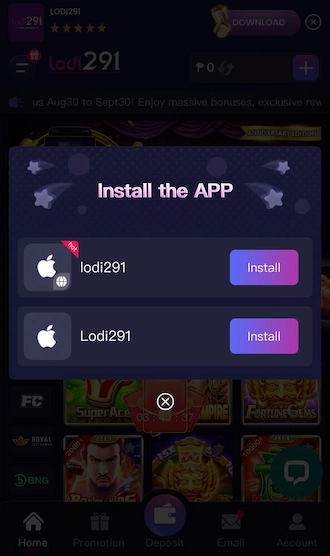 ✒️Step 2: Players select “install” for IOS devices.